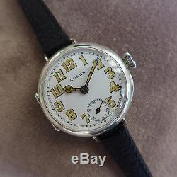 Rare Vintage Gents Military Ww1 Rolex Trench Watch In Silver & Great Condition