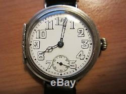 RARE VINTAGE GENTS MILITARY WW1 ROLEX TRENCH WATCH IN SILVER WORKING CONDITION