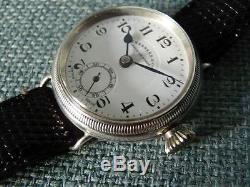 Rare Vintage Mens Eberhard Silver Cased Officers Trench Watch From Circa Ww1