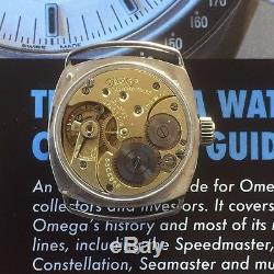 RARE! Vintage WWI Era 1918 Omega Watch Original Porcelain Dial Silver Case Runs+