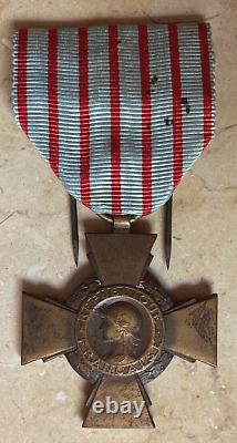 RARE! WW1 FRENCH COMBATANT'S CROSS 1914-1918 with ORIGINAL RIBBON