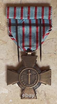 RARE! WW1 FRENCH COMBATANT'S CROSS 1914-1918 with ORIGINAL RIBBON