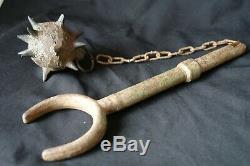 RARE WW1 German Trench Fighting Flail spiked Ball chain mace Morgenstern antique