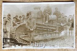 RARE! WW1 US ARMY TANK CORP CREW with RENAULT FT TANK in LUXEMBOURG 1918 PHOTO