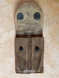 RARE! WW1 US ARMY/US MARINE CORPS M1911 45 CAL. P. B. &CO. 8-1918 ID'd AMMO POUCH