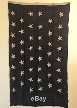 RARE WW1 US Navy Union Jack 46 Star Linen Flag 35 x 59 Great Display Piece