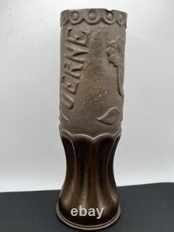 RARE WWI 1914 British 18 PR Artillery Shell Trench Art 11 Vase VSM WELL MARKED