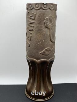 RARE WWI 1914 British 18 PR Artillery Shell Trench Art 11 Vase VSM WELL MARKED