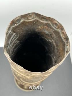 RARE WWI 1914 British 18 PR Artillery Shell Trench Art 11 Vase VSM WELL MARKED
