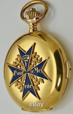 RARE WWI German General's award 14k gold&enamel REPEATER watch&Iron Cross Order