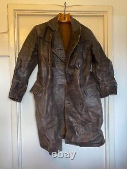 RARE WWI II Genuine First World War Royal Flying Corps leather flying coat RAF