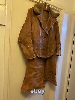 RARE WWI II Genuine First World War Royal Flying Corps leather flying coat RAF