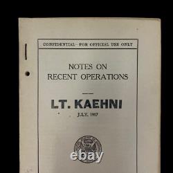 RARE! WWI July 1917 Lt. Kaehni A. E. F. Battle of the Somme CONFIDENTIAL Intellige