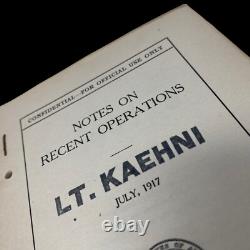 RARE! WWI July 1917 Lt. Kaehni A. E. F. Battle of the Somme CONFIDENTIAL Intellige