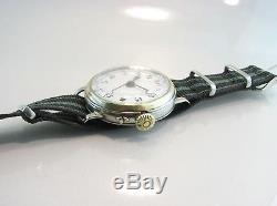 RARITY. WW1 Trench watch for doctors PULSOMETER. Big. Porcelain dial. Swiss