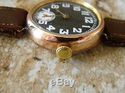 ROLEX 9ct ROSE GOLD WW1 OFFICERS MILITARY TRENCH WATCH WITH SCREW BACK CASE