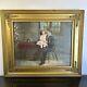 Rare 1914 WW1 Antique US Navy Sailor Hold Little Girl Guilted Gold Framed Print