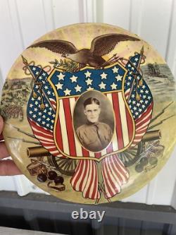 Rare Antique Original WW1 US Army Military Picture on Tin 9 World War One NL