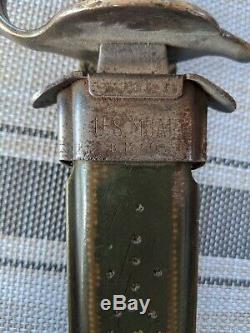 Rare Antique Original WWI Military Trench Knife mark US 1918 With Original Case