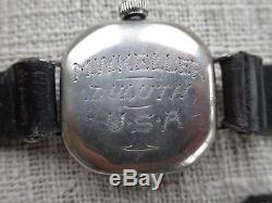 Rare Early ILLINOIS Trench Watch Sterling Silver WW1 Inscribed vintage Free Ship