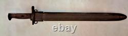 Rare Original US WW1 M1905 Springfield Bayonet 1908with 1908 Dated Scabbard