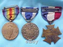 Rare Original Usn Medals Numbered Grouping Campaign Engraved Good Conduct Ny Ww1