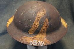 Rare Original WW1 U. S. Army Field Camo Painted Combat Helmet withLiner & Strap