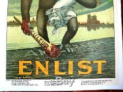 Rare Original WWI War Poster, Destroy This Mad Brute, Harry R. Hopps, 1917, Linen