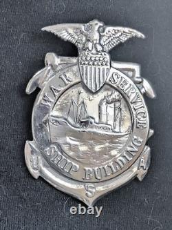 Rare Prototype USA World War 1 Ship Building War Service Badge Number 9959