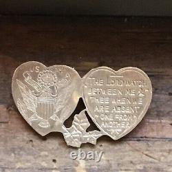 Rare Silver Ww1 American Expeditionary Force Two Hearts 1918 Aef Sweetheart Pin