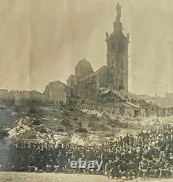 Rare Vintage Original 1919 WW1 US 1ST ARMY AEF Panoramic Photo Marseille France