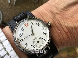 Rare WW1 Rolex Oyster Trench Military Watch Sterling Silver