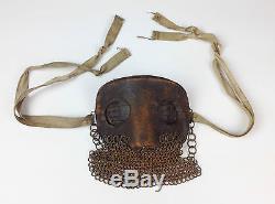 Rare WW1 Tank Crew Splatter Mask- Leather Chain Mail Trench War Vintage WWI 1917