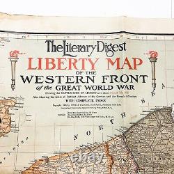 Rare WWI 1918 The Literary Digest Liberty Map Western Front World War Relic