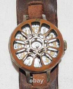 Rare WWI Octagonal Shaped Trench Watch withShrapnel Screen 7J Beleco Swiss