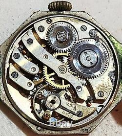 Rare WWI Octagonal Shaped Trench Watch withShrapnel Screen 7J Beleco Swiss