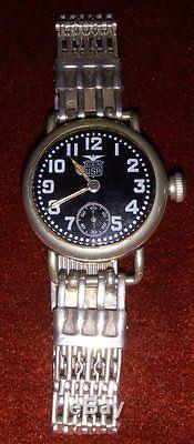 Rare WWI US Army Wristwatch by Elgin with 1920s Russian Silver Deco Band