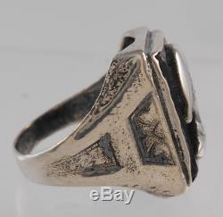 Rare World War One US Army Dougbboy SIgnet Ring Sterling SIlver Black Onyx sz8