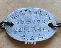 Rare! Ww1 U. S. Army Coast Artillery Corps ID Bracelet 1918