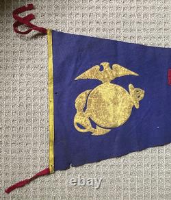 Rare! Ww1 Us Marine Corps Felt Camp Pennant 45x16.5 W. B. Garrison Maker Tag