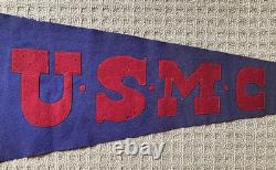 Rare! Ww1 Us Marine Corps Felt Camp Pennant 45x16.5 W. B. Garrison Maker Tag