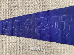 Rare! Ww1 Us Marine Corps Felt Camp Pennant 45x16.5 W. B. Garrison Maker Tag