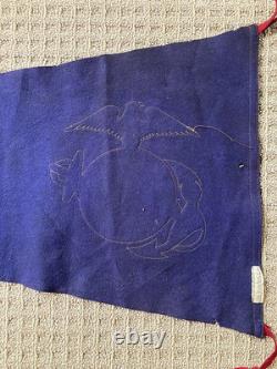 Rare! Ww1 Us Marine Corps Felt Camp Pennant 45x16.5 W. B. Garrison Maker Tag