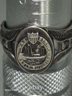 Rare Ww 1 War Service Ship Building Sterling Silver Ring Size 10 Ring