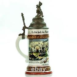 Regimental Lithophane Beer Stein 1897-99 Antique German Porcelain Military WWI
