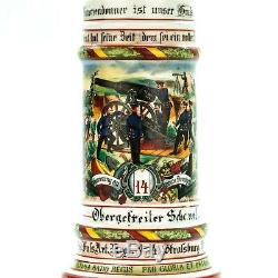 Regimental Lithophane Beer Stein 1905-07 Antique German Porcelain Military WWI