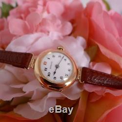 Stunning Vintage Ww1 1915-1920 Ladies Rolex 9ct Gold & Enamel Dial Trench Watch