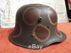 Superb Original Ww1 German / Austrian Camo Steel Helmet