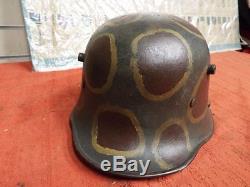 Superb Original Ww1 German / Austrian Camo Steel Helmet
