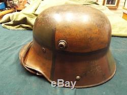 Superb Original Ww1 German M16 Camo Steel Helmet